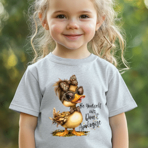 Be Yourself & Don’t Apologize Leopard Duck Kids T-Shirt