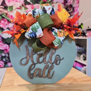 Hello Fall Tabletop Sign Craft Kit – Includes Prepainted Wood, Ribbon, Stand & Step-by-Step Video Tutorial